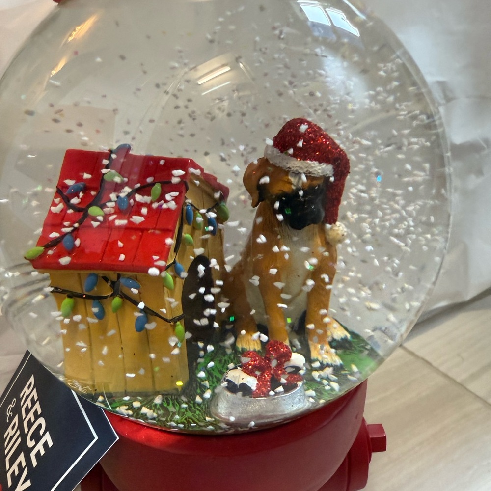 Holiday Snow Globe with Dog